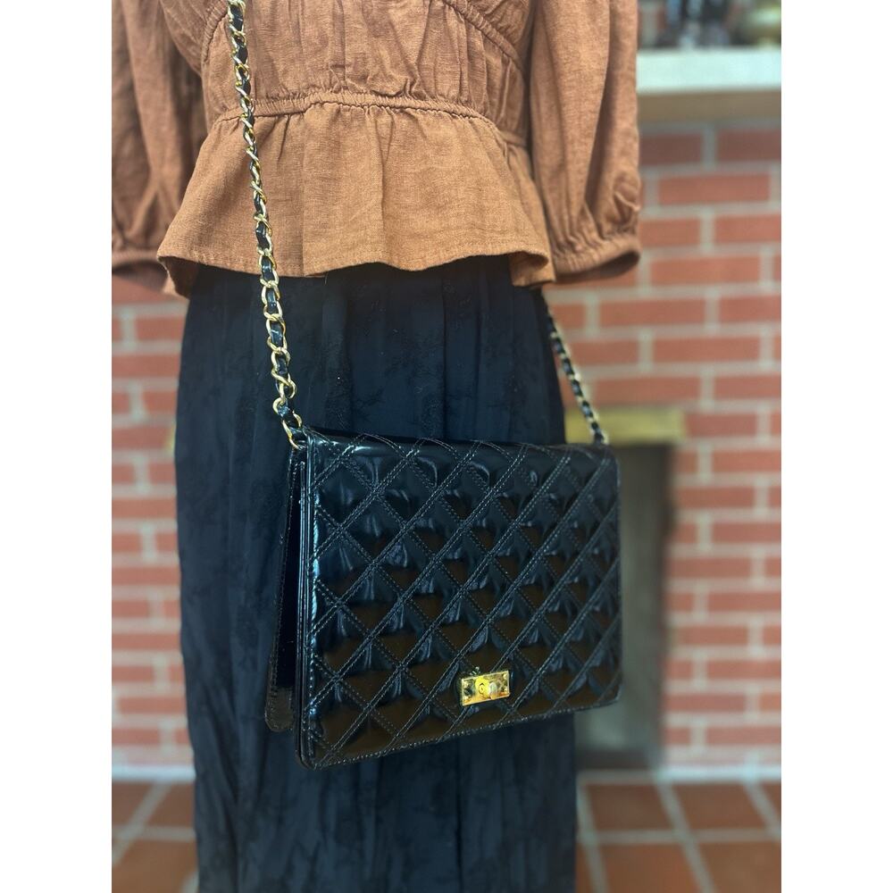 Talbots Quilted Diamond Leather Crossbody Black